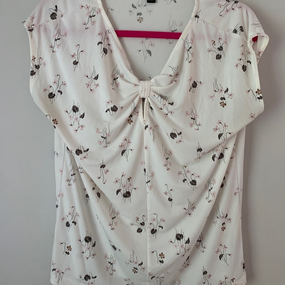 Ann Taylor Factory White Blouse with Floral Print